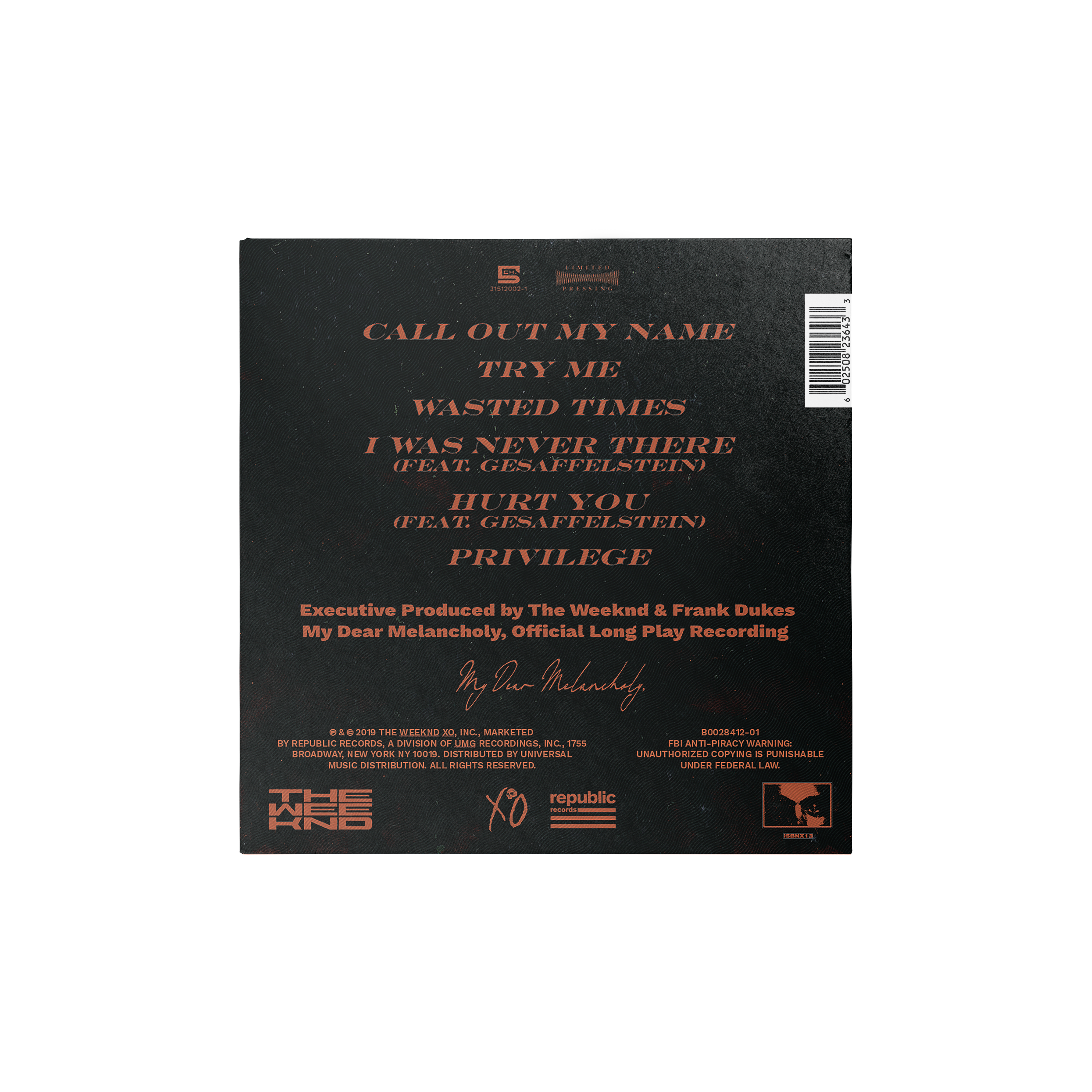 MY DEAR MELANCHOLY, 1LP